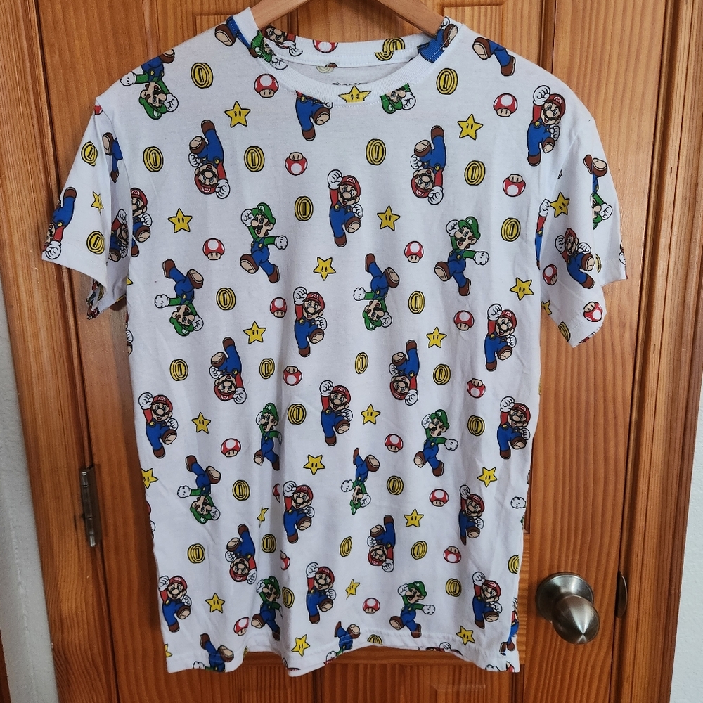 Super Mario Bros. Mario & Luigi Kids Graphic White T-Shirt XL
